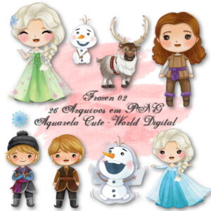 Kit Arquivo Digital em PNG Aquarela Cute Frozen 02