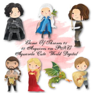 Kit Arquivo Digital em PNG Aquarela Cute Game Of Thrones 01