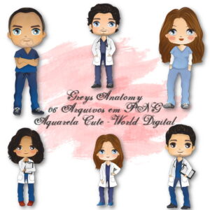 Kit Arquivo Digital em PNG Aquarela Cute Greys Anatomy