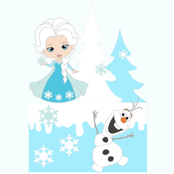 Kit C/ 5 Arquivo De Corte: Topo De Bolo Frozen Cute 005