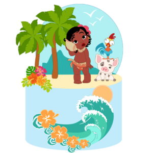 KIT C/ 5 ARQUIVO DE CORTE: TOPO DE BOLO MOANA BABY 002