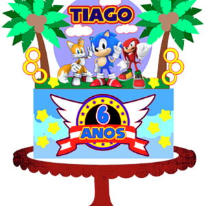 Kit C/ 5 Arquivo De Corte: Topo De Bolo Sonic 003