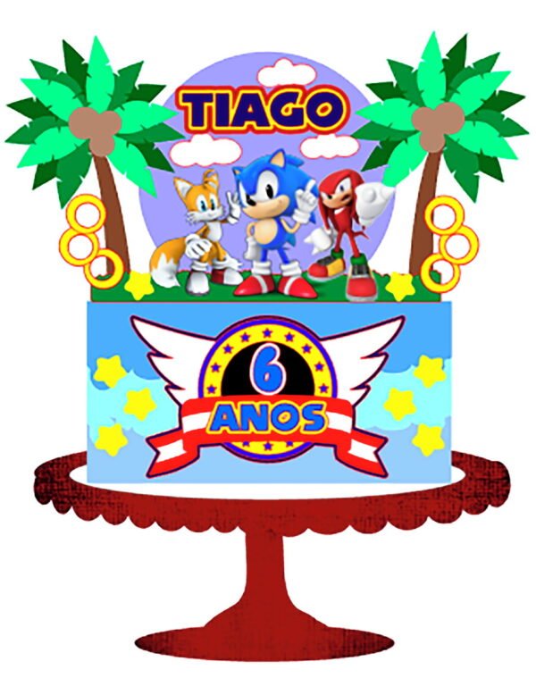 Kit C/ 5 Arquivo De Corte: Topo De Bolo Sonic 003