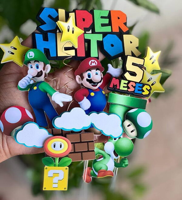 Kit C/ 5 Arquivo De Corte: Topo De Bolo Super Mario 004