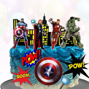 Kit c/ 5 arquivos de corte 09-VINGADORES TOPO DE BOLO PRINT