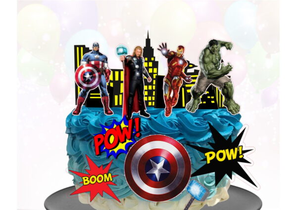 Kit c/ 5 arquivos de corte 09-VINGADORES TOPO DE BOLO PRINT