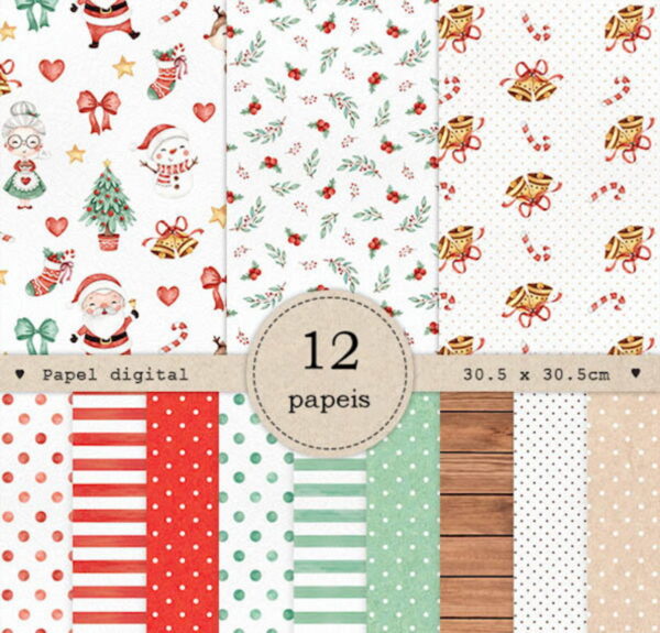 Kit c/ 5 arquivos de corte 113-KIT DIGITAL NATAL AQUARELA - Image 2