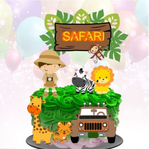 Kit c/ 5 arquivos de corte 23-SAFARI TOPO DE BOLO EM CAMADAS