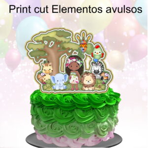 Kit c/ 5 arquivos de corte 28-SAFARI TOPO DE BOLO EM CAMADAS