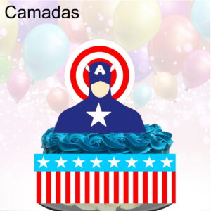 Kit com 5 arquivos de corte 07-CAPITÃO AMÉRICA TOPO BOLO