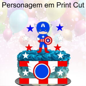 Kit com 5 arquivos de corte 08-CAPITÃO AMÉRICA TOPO BOLO
