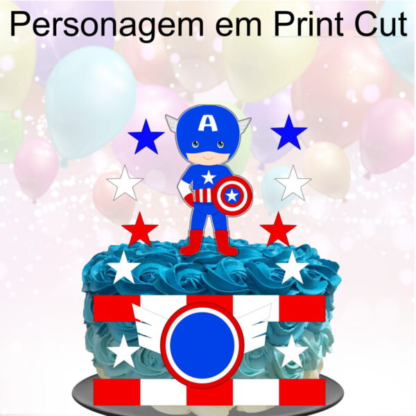 Kit com 5 arquivos de corte 08-CAPITÃO AMÉRICA TOPO BOLO