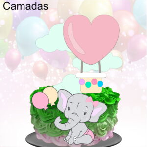 Kit com 5 arquivos de corte 18-ELEFANTE TOPO DE BOLO CAMADAS