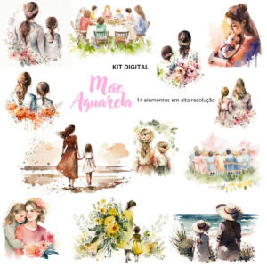 Kit de Arquivos Digitais Mãe Aquarela