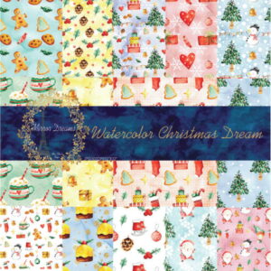 Kit Digital 14 Estampas Natal Aquarela
