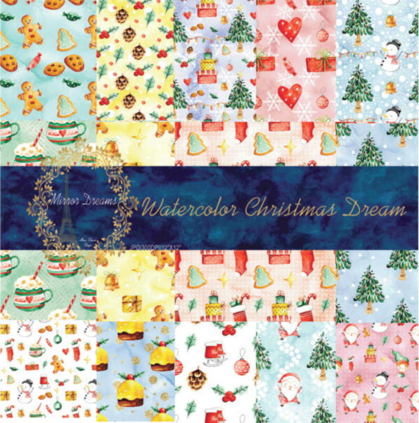 Kit Digital 14 Estampas Natal Aquarela