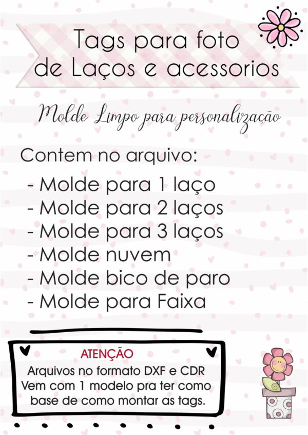 Kit Digital - 15 Moldes de Tags para Laços e Acessorios