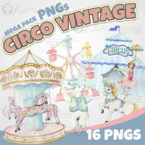 Kit Digital Png Circo Vintage Aquarela (pague 1 Leve 3)