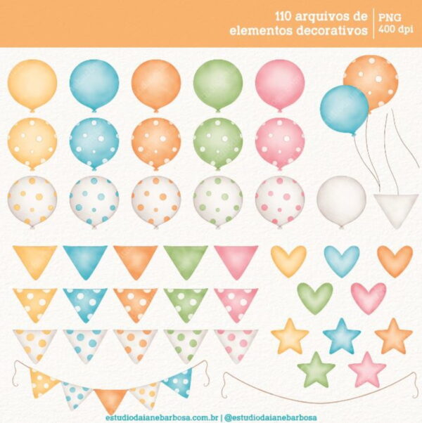 Kit Digital 365 Sorrisos - Cliparts Aquarela - Imagem 5