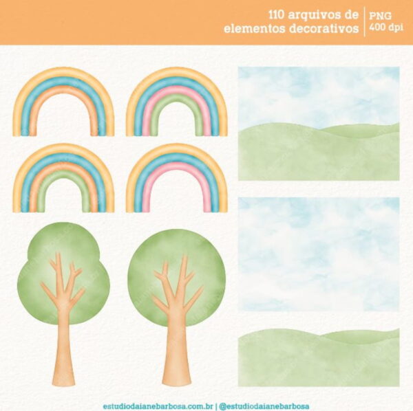 Kit Digital 365 Sorrisos - Cliparts Aquarela - Imagem 4