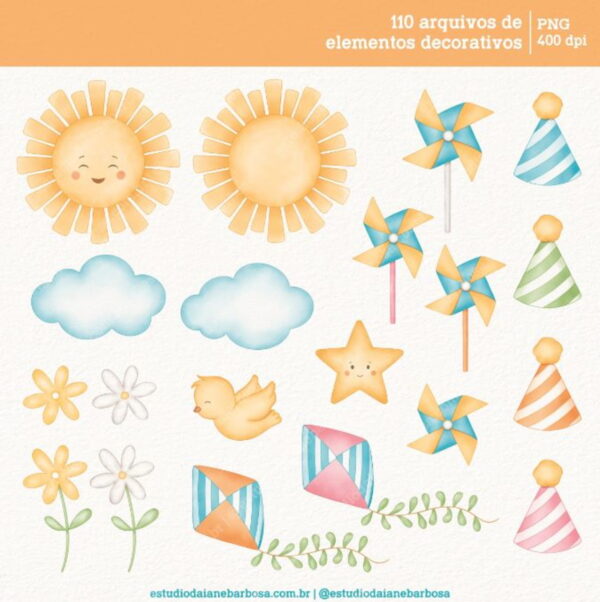Kit Digital 365 Sorrisos - Cliparts Aquarela - Imagem 3