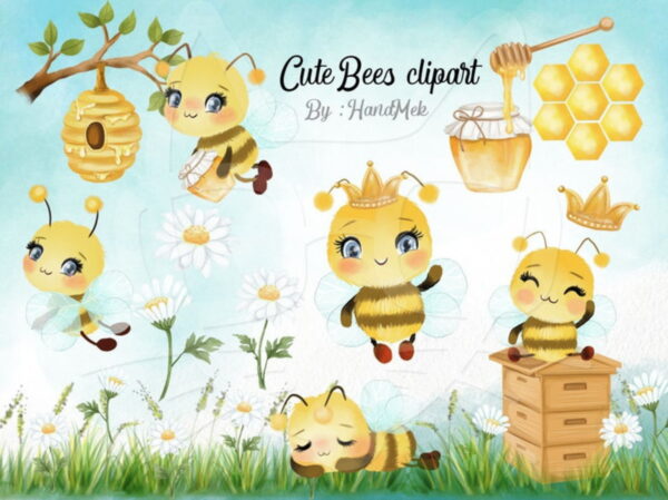 Kit Digital - Abelhas Cute Aquarela (cod. 0030)