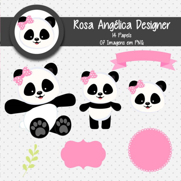 Kit Digital Panda Rosa