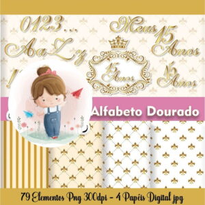 Kit Digital - Alfabeto Dourado