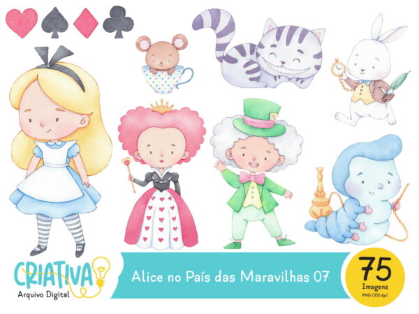Kit Digital - Alice no País das Maravilhas Aquarela 07