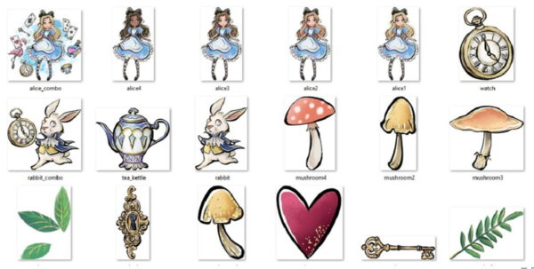 Kit Digital Alice no País das Maravilhas Aquarela - Image 3