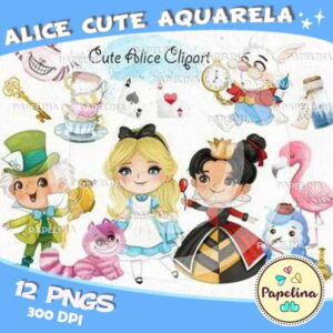 Kit Digital Alice no País das Maravilhas Aquarela
