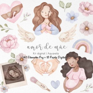 Kit Digital - Amor de Mãe Aquarela