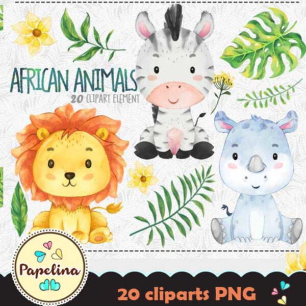 Kit Digital Animais aquarela - Image 2