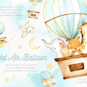 Kit Digital Animais Balão Aquarela