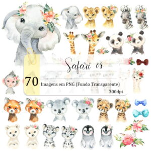 Kit Digital - Animais Da África Aquarela