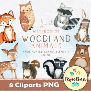 Kit Digital Animais da Floresta Aquarela