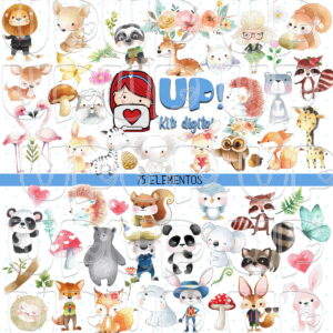 Kit Digital Animais do Bosque Aquarelado