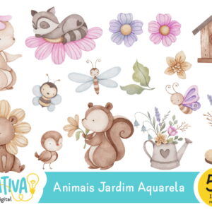Kit Digital - Animais Jardim Aquarela
