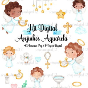 Kit Digital - Anjinhos Aquarela