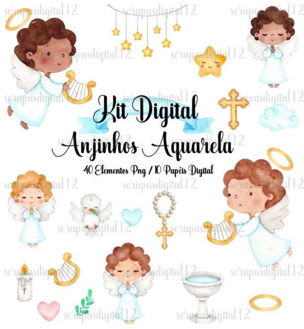 Kit Digital - Anjinhos Aquarela