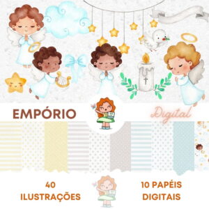 Kit Digital Anjinhos Aquarela