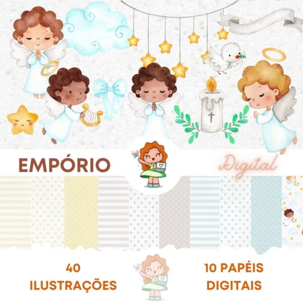 Kit Digital Anjinhos Aquarela