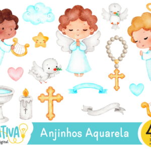 Kit Digital - Anjinhos Aquarela