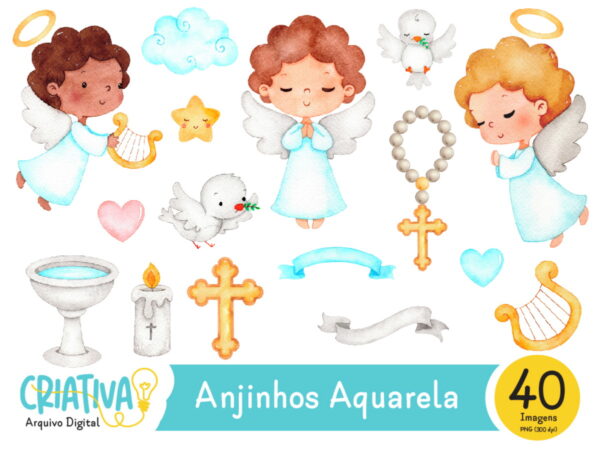 Kit Digital - Anjinhos Aquarela
