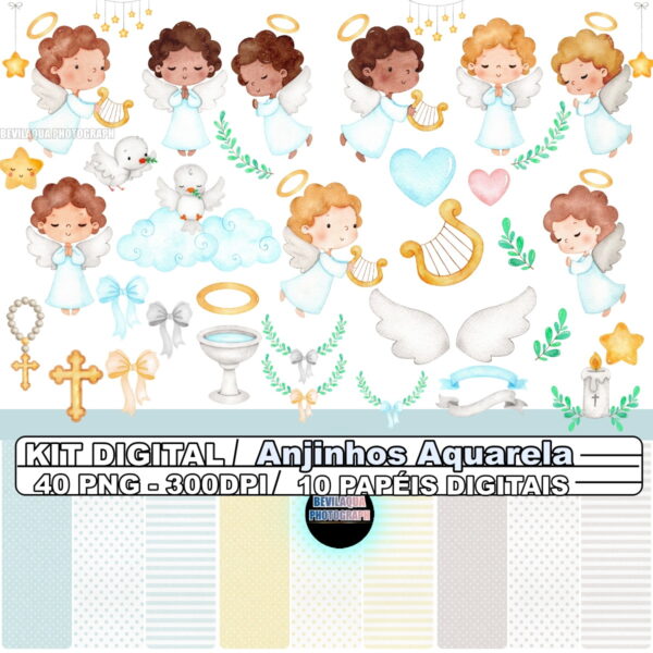 Kit Digital Anjinhos Aquarela