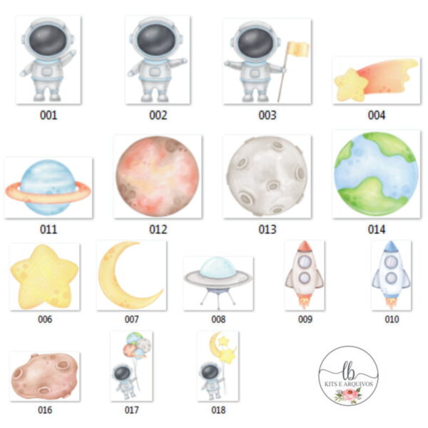 Kit Digital Aquarela - Astronauta/espaço - Image 2