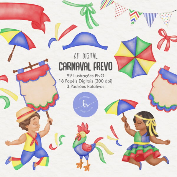 Kit Digital Aquarela - Carnaval Fevo