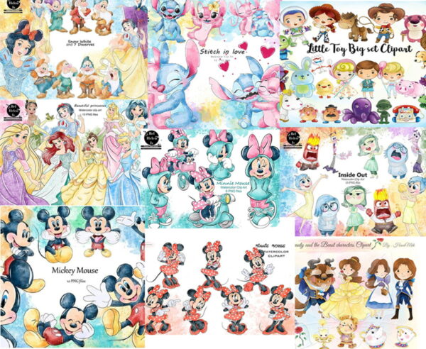 Kit Digital Aquarela Disney
