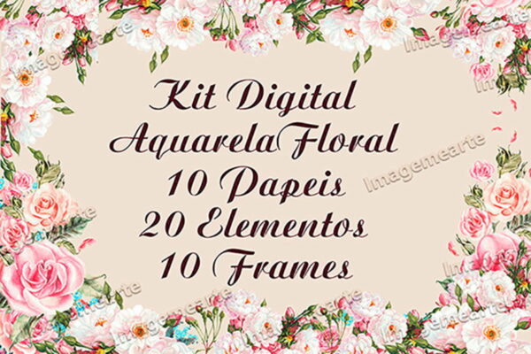Kit Digital Aquarela Floral