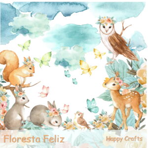 Kit Digital Aquarela Floresta Feliz